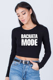 Bachata Mode Long Sleeve Crop Top