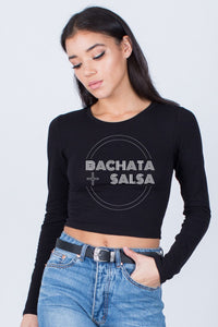 Bachata+Salsa Long Sleeve Crop Top